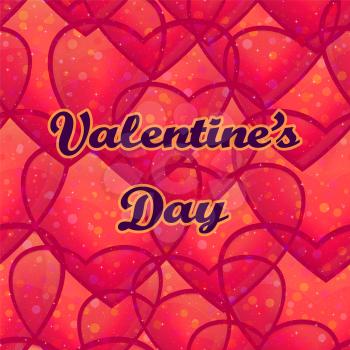 Valentine Holiday Seamless Background with Red Hearts, Sparks and Confetti, Abstract Colorful Tile Pattern. Eps10, Contains Transparencies. Vector