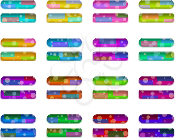 Set of Colorful Buttons, Rectangles and Ovals, Computer Icons with Patterns for Web Design. Vector Eps10, Contains Transparencies