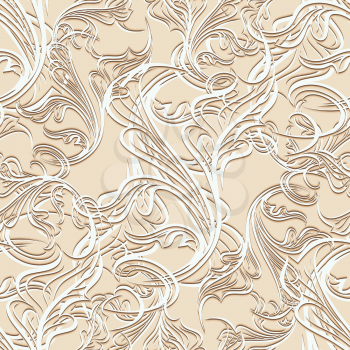 Seamless beige pattern drawn in retro style.