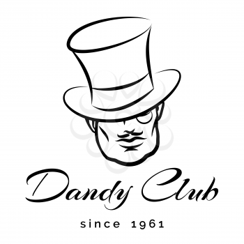 Dandy or Gentlemen Club logo or emblem. Only free fonts used. Isolated on white backround.