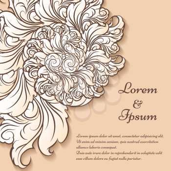 Card or invitation template. Hand Drawn floral decorative elements and text samples.