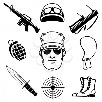 Military and special forces icon set. Isolated on white background.
