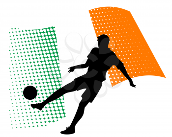 vector illustration of ecuador soccer player silhouette against national flag isolated on white