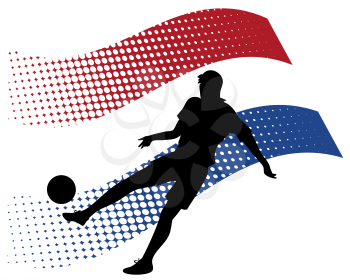 vector illustration of netherlands soccer player silhouette against national flag isolated on white