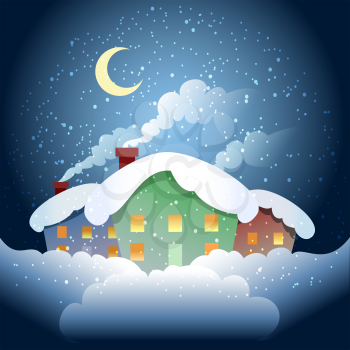 A vector illustration of winter village