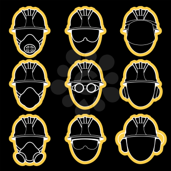 Vector set of industry protective workwear icons 
