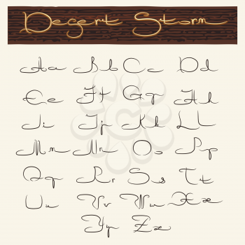Handmade Latin alphabet in Arabic style. Uppercase and lowercase letters.