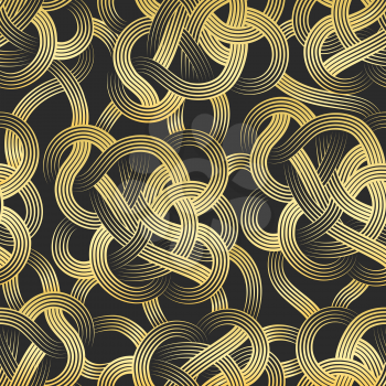 Golden stripes effortless pattern. Vector illustration