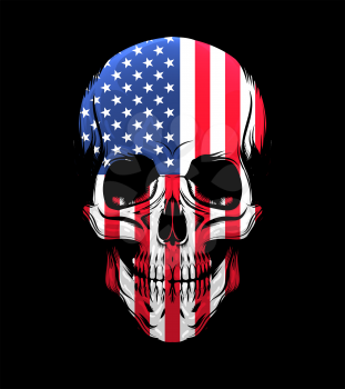 American Flag Skull Isolated on Black background. Vector Illustration