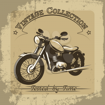 Vector illustration of vintage motorcycle drawn in retro poster style
