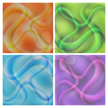 Set of Abstract colorful smooth and blurred curved lines backgrounds. Vector illustration.