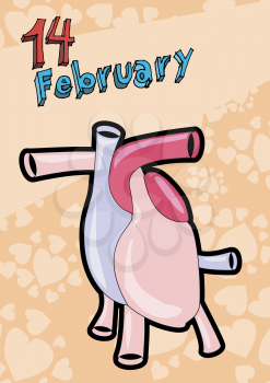 Valentine card, real heart, body parts, Valentine's Day, February 14,
