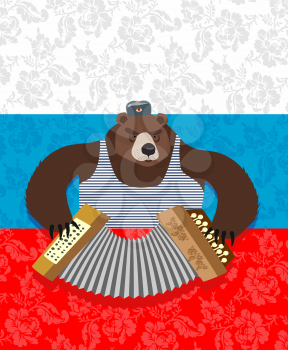traditional bear Russia. Russian pattern background.