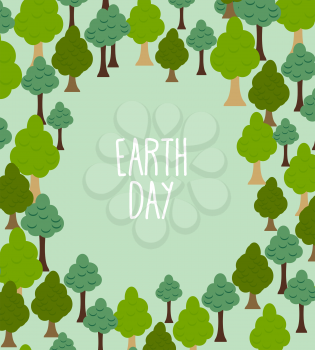 forest pattern. Background of trees. Earth day Template with space for text