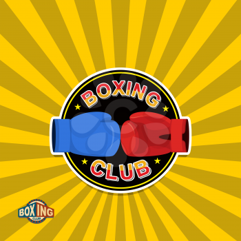 Boxing labels. Boxing gloves emblem Club