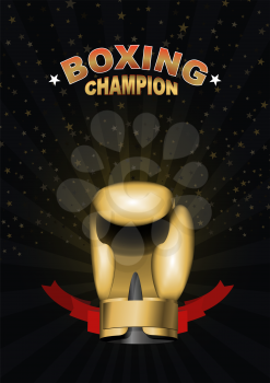 boxing gloves. Template for Championship Awards. boxing gold cup. Vector sport background with cup. Eps 10