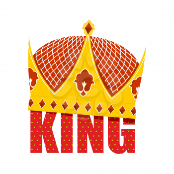 Gold Crown with diamonds. Crown for King. Vector illustration Royal accessory
