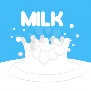 Splash of fresh white milk on a blue background. Vector illustration milk squirting
