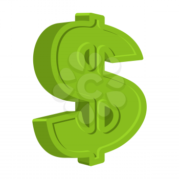Dollar sign isolated on a white background. Emblem of American money in a cartoon style. Vector icon
