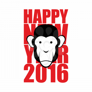 Happy new year 2016. Year of monkey. Animal on  Chinese calendar. Vector illustration
