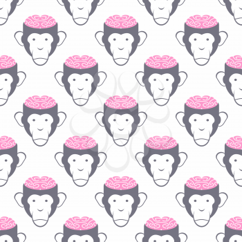 Monkey Brains seamless background. Vector pattern of animals.
