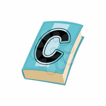 Letter C on cover of retro books. Concept of template elements alphabet