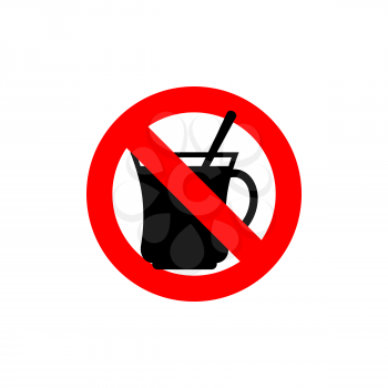 Stop coffee. It is forbidden to drink morning cup. Frozen drink tea. Red forbidden sign. Ban drinks
