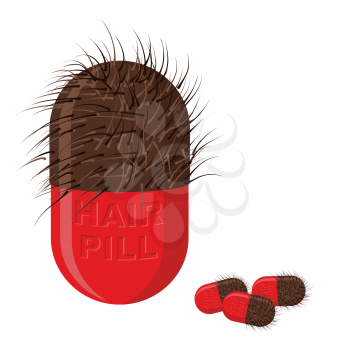 Pills for hair growth. Hairy tablet. Vector illustration of medicines
