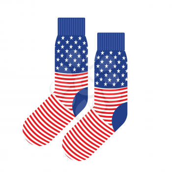 USA Patriot socks. Clothing accessory is an American flag. Vector illustration

