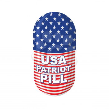 USA Patriotic pill. American flag Capsule. Vector illustration medical Tablet
