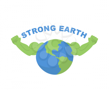 Strong Earth. Planet bodybuilder with huge muscles. Vector illustration for earth day.
