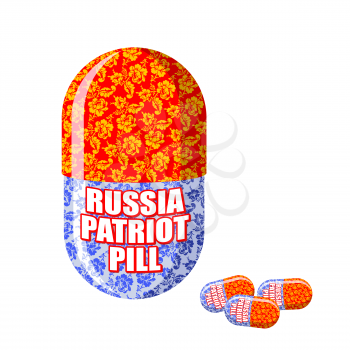 Russian patriotic pill. Capsule with national traditional ornament. Vector illustration