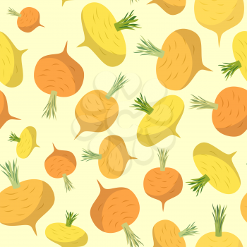 Turnip seamless pattern. Vegetable vector background ripe turnip
