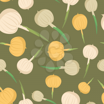 Onion seamless pattern. Vegetable onion background vector