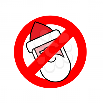Stop Santa Claus. Ban for Christmas. Ban for Santa with beard. Red forbidding character.
