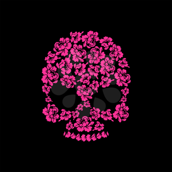 Skull of roses on a black background. Flower skull man. Vector illustration
