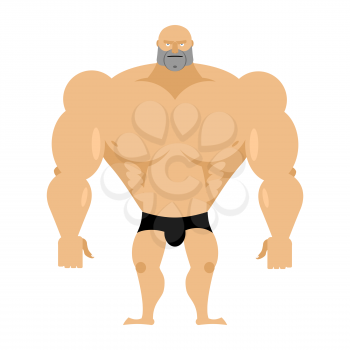 Bodybuilder on a white background. Strong big man. Athlete with big muscles. Vector illustration man fitness model.
