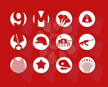 May 9, victory day, icon set