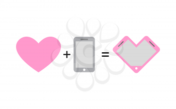 Love and phone. Fantastic concept phone design for lovers and romantics. Vector illustration
