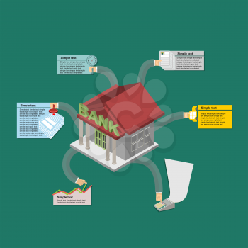 The Bank's work. Infographics banking. Isometric style