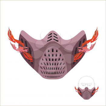Protective sports mask. Scary Monster mask or maniac with fire. Vector illustration
