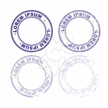 Set rubber stamp for documents. Abstract stamps template with varying degrees of ink. New and old stamps for business documents

