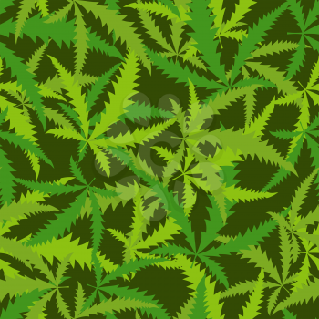 Cannabis leafs seamless pattern. Vector background of narcotic plants
