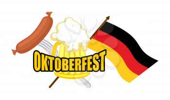 Beer mug and flag of Germany - symbol Oktoberfest. Vector illustration