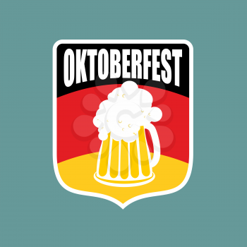 Coat of arms of Oktoberfest. Flag of Germany and a mug of beer. Vector illustration Beer Festival