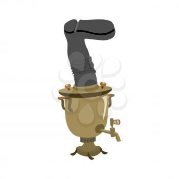 Samovar. Russian national kettle. With the boot for the kindling of the couple. Vector illustration
