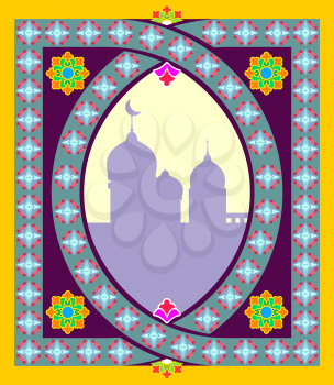 Traditional Oriental mosque frame. Arabic, Islamic pattern. Vector illustration
