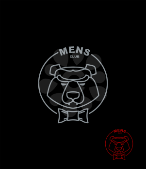 Bear mens Club. Wild Animal logo on a black background. Logo for sports club or gym
