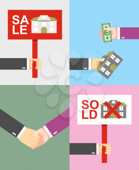 Set. The sale of the home. Plate. buying a home. The text sold, sales. The Deal. Money 