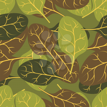 Military texture of  leaves Spinach. Camouflage army seamless pattern of foliage plants.